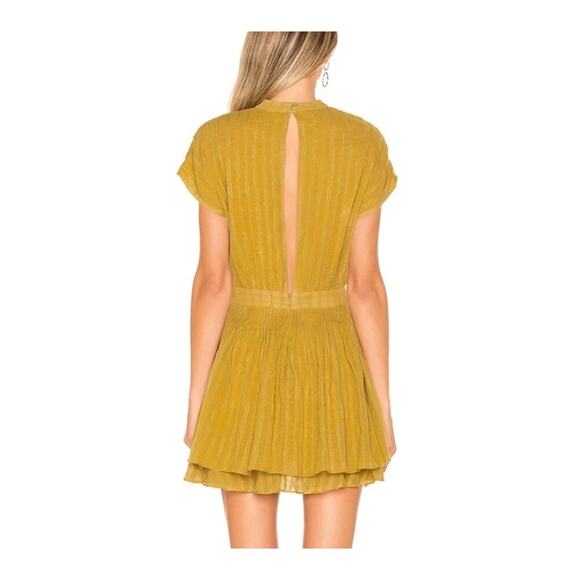 Tularosa Ashley Metallic Striped Dress In Yellow/Pear Size Medium - Picture 2 of 11
